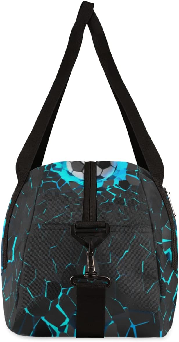 3d Light Wall Football Kids Overnight Duffle Bags Boys Girls Soccer Teen Sports Gym Bag for Weekender Travel Gymnastics Dance Ballet