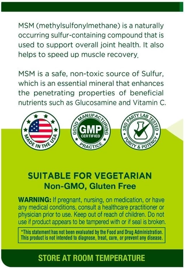 MSM Joint Support Health – 2000 mg Healthy Mobility Cartilage Comfort Muscle Recovery 150 Tablets Supplements