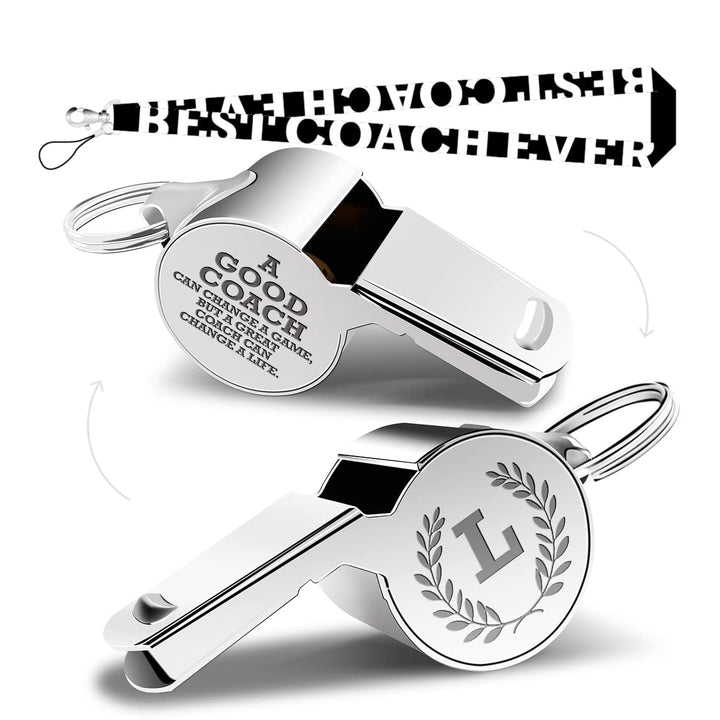 fkovcdy Letters Coach Gifts, Whistle for Coaches, Whistle Emergency, Thank You Coach Gifts, Coaches Whistle with Lanyard Coach Gift for Men Women Teachers Referees Sports Coach Outdoor, Letter L