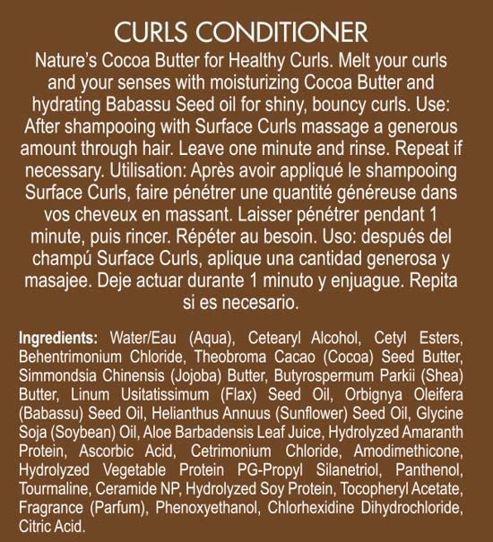 Surface Hair - Curls Moisturizing Conditioner– Defines, Adds Shine, and Provides Frizz Free Style Longevity