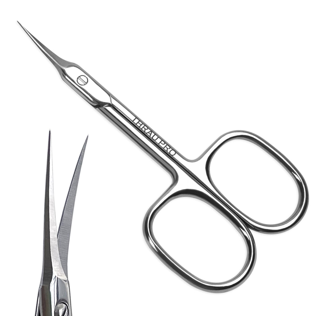 THRAU Cuticle Scissors Extra Fine for Women and Men, Profession Stainless Steel with Precise Pointed Tip Grooming Blades, Manicure, Pedicure, or Trim Nail, Eyebrow, Eyelash, and Dry Skin