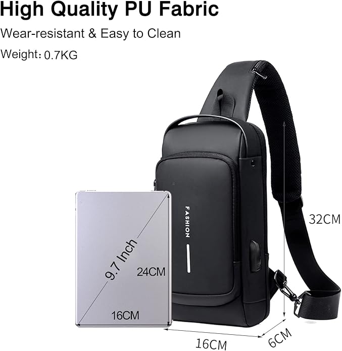 Anti-theft Chest Bag Business Shoulder Bags Satchel Bag with USB