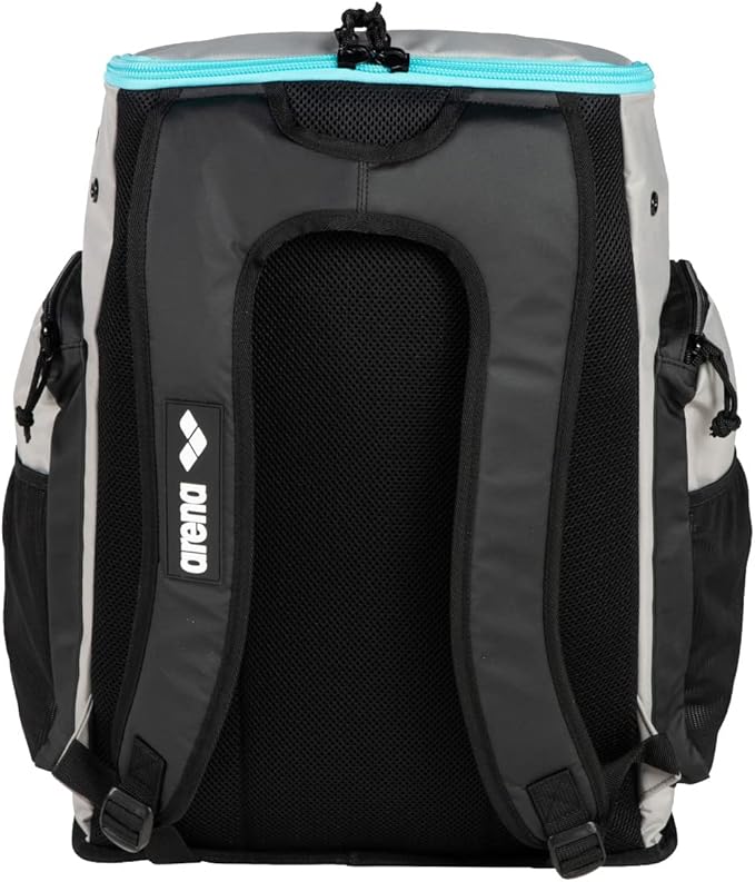 Arena Spiky III Backpack 45 Swimming Athlete Sports Gym Rucksack Large Training Gear Equipment Swim Bag for Men and Women, 45 Liters, Ice/Blue Sky