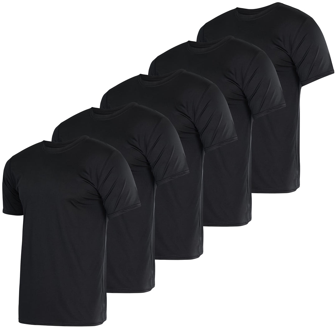 5 Pack Men’s Active Quick Dri Dry Fit Crew Neck T Shirts Athletic Running Gym Workout Short Sleeve Tee Tops Camisas Para Hombres Summer