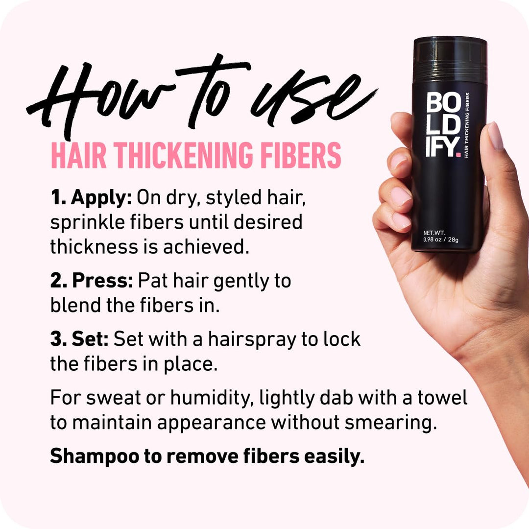 Boldify Hair Fibers 28g | Fill Thinning Hair | Light Brown | For Men & Women
