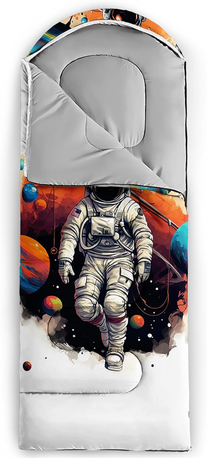 AILONEN Boys Sports Camping Sleeping Bags,Lightweight & Waterproof,3 Season Warm & Cool Weather,Black Player Basketball Sleeping Bags for Kids Adults,Travelling,Outdoors