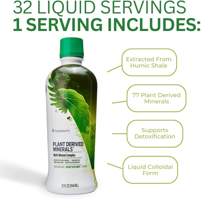 Youngevity Plant Derived Minerals Multi-Mineral Complex | Made from Humic Shale | Liquid Colloidal Form | 32 Servings (32 Fluid Oz (Pack of 1))