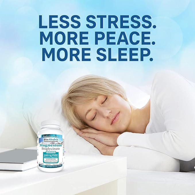 Bio Absorb Magnesium Glycinate/Bisglycinate Supplement. 200mg of Chelated Elemental Magnesium. 260 Vegan Capsules (260-Day Supply)