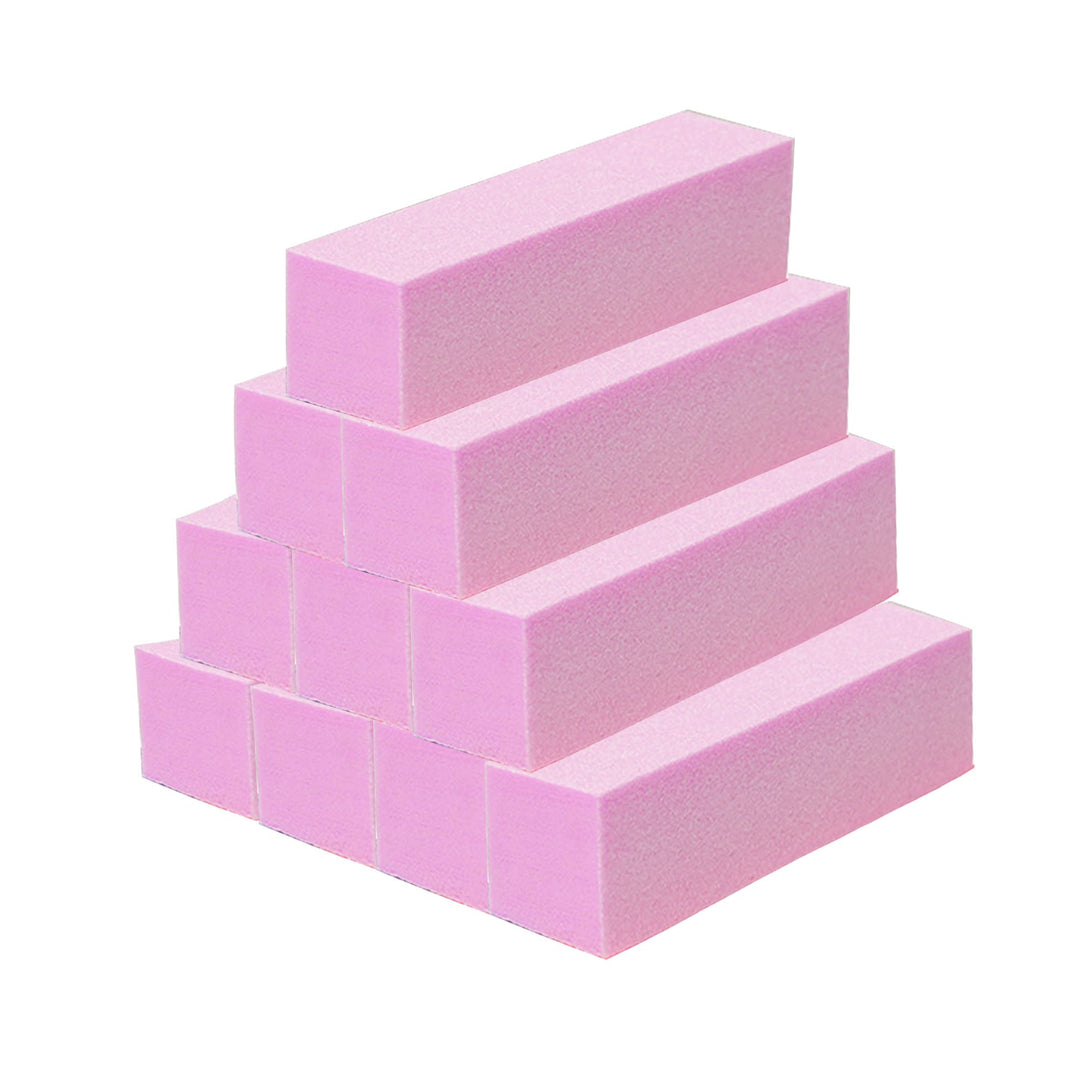 20 Pcs Nail Buffer Blocks With 4 Sides, 120 Grit Professional Pedicure Manicure Buffer Kits (Pink)