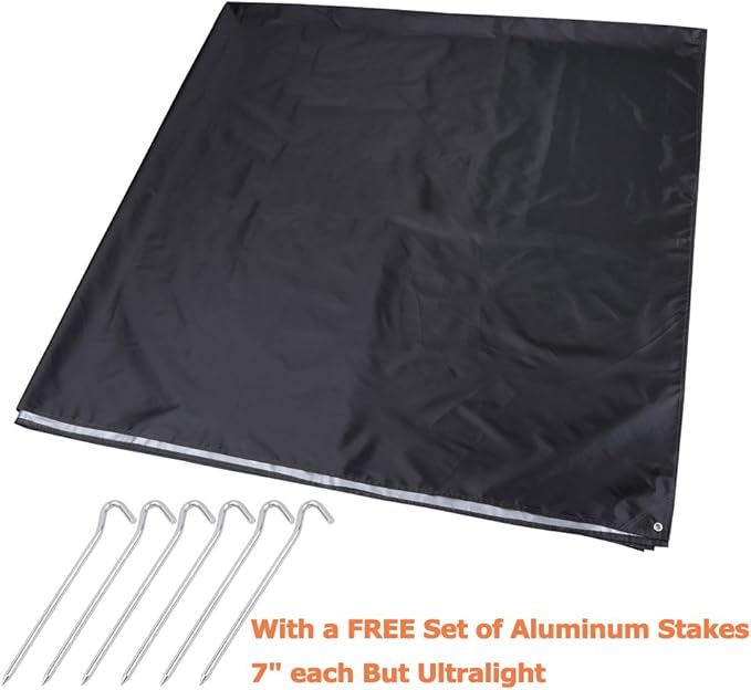 9.8'x9.8' Waterproof Tent Footprint Camping Tarp with 6 Pcs Ultralight Tent Stakes