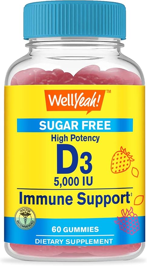 Vitamin B12 1000mcg + Vitamin D3 5,000 IU Sugar Free, Gummies Bundle - Great Tasting, Vitamin Supplement, Gluten Free, GMO Free, Chewable Gummy