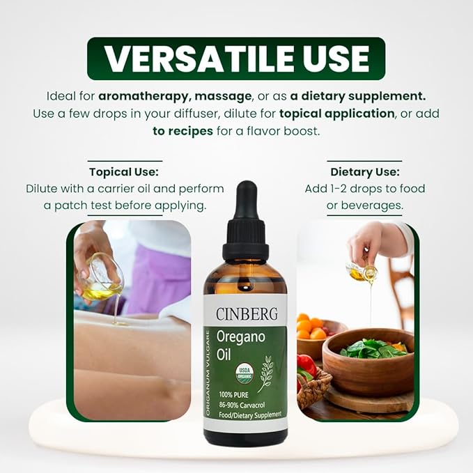 Premium 100% Pure Organic Oregano Oil (Origanum Vulgare) - Certified, Wild-Sourced, Therapeutic Grade Food Oil for Immune Support - Antibacterial & Antifungal - Rich in Antioxidants
