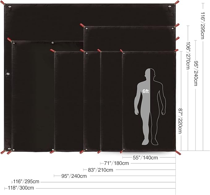 REDCAMP Ultralight Tent Footprint, PU 2000 Waterproof Camping Tent Tarp with Drawstring Carrying Bag, Waterproof Camping Tarp for Outdoor Hiking Camping