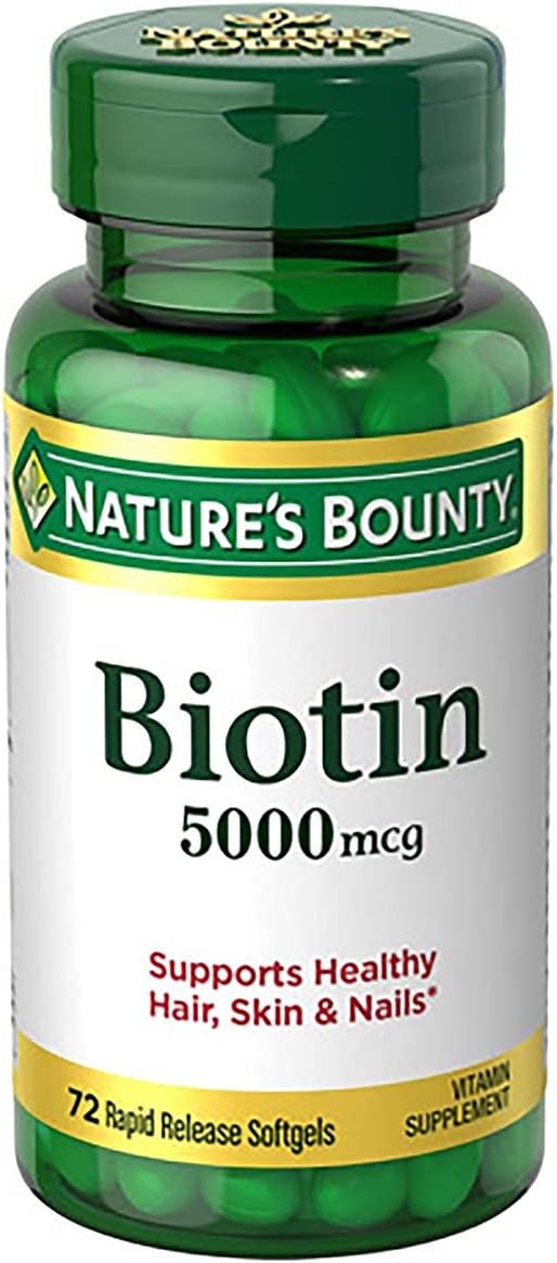 Nature's Bounty Super Potency Biotin 5000mcg - 72 softgels (Pack of 2)