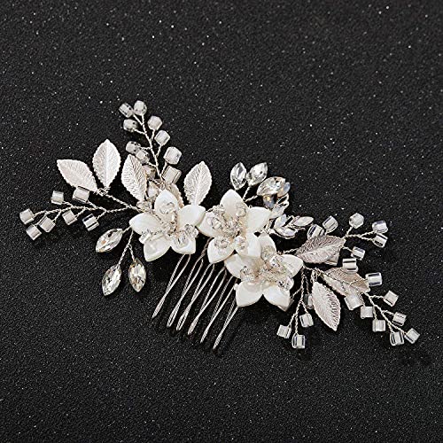 SWEETV Wedding Hair Comb Clip Bridal Crystal Wedding Hair Accessories for Brides and Bridesmaid, Silver