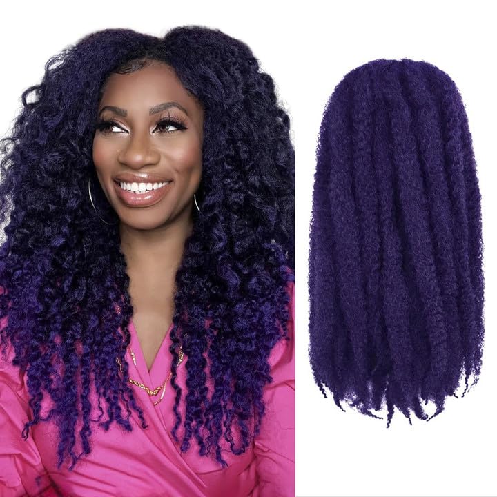 Toyotress Marley Hair Crochet Braids - 24 Inch 6 Packs T-Purple Marley Twist Crochet Hair For Faux Locs, Afro Kinky Curly Marley