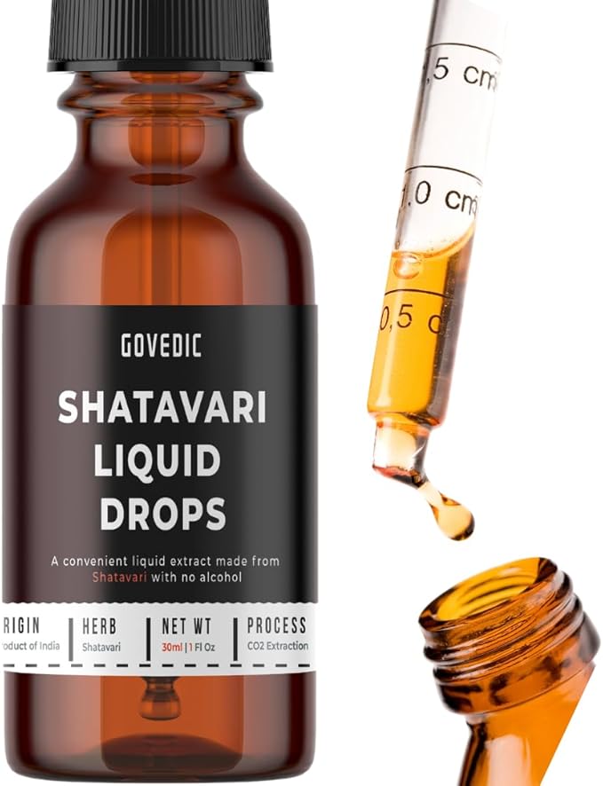 Shatavari Liquid Drops 1 Fl Oz 30ml | 60 Servings of 500mg Organic Root Tincture Extract Supplement | Hormonal Balance Women's Health Reproductive Health Fast Absorption Formula