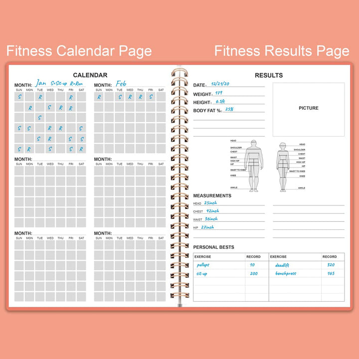 Fitness Planner for Women & Men - A5 Workout Log Book/Exercise Workout Log to Track Weight Loss, GYM, Bodybuilding Progress - Daily Health & Wellness Workout Journals, 5.8X8.25 In Workout Book