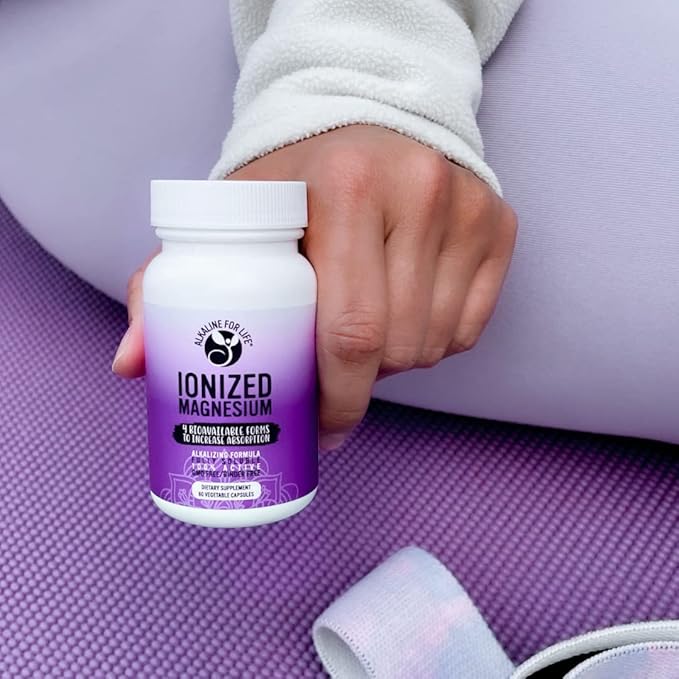 Ionized Magnesium - 60 Capsules Magnesium Glycinate, Magnesium Citrate, Magnesium Ascorbate - Triple Magnesium Complex, Magnesium Supplement in 3 Alkalizing Forms
