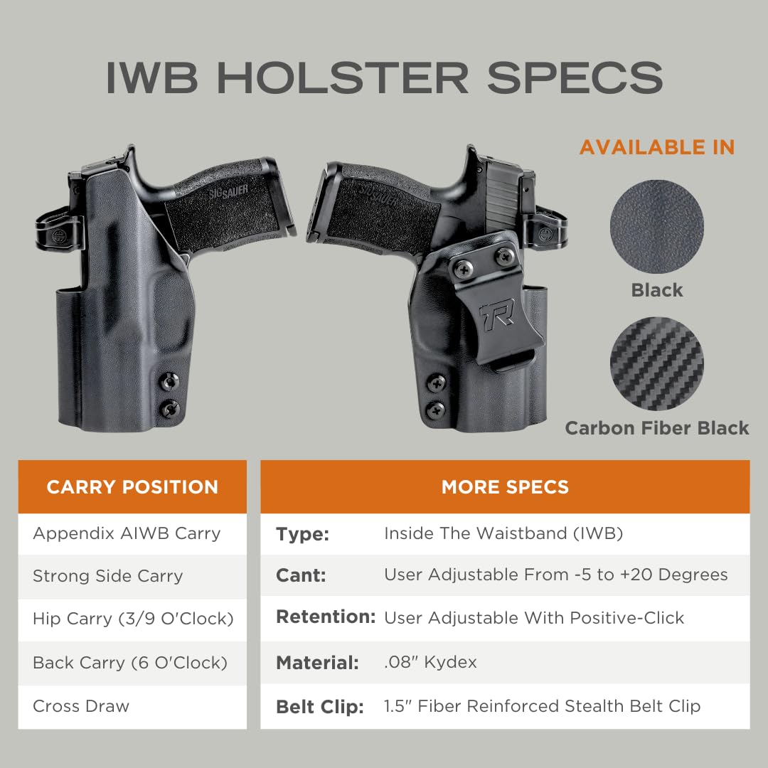 Concealment Express Concealed Carry IWB Kydex Holster Fits Glock 43/43X w/TLR-6, Right Hand (Carbon Fiber Black) - Rounded Gear