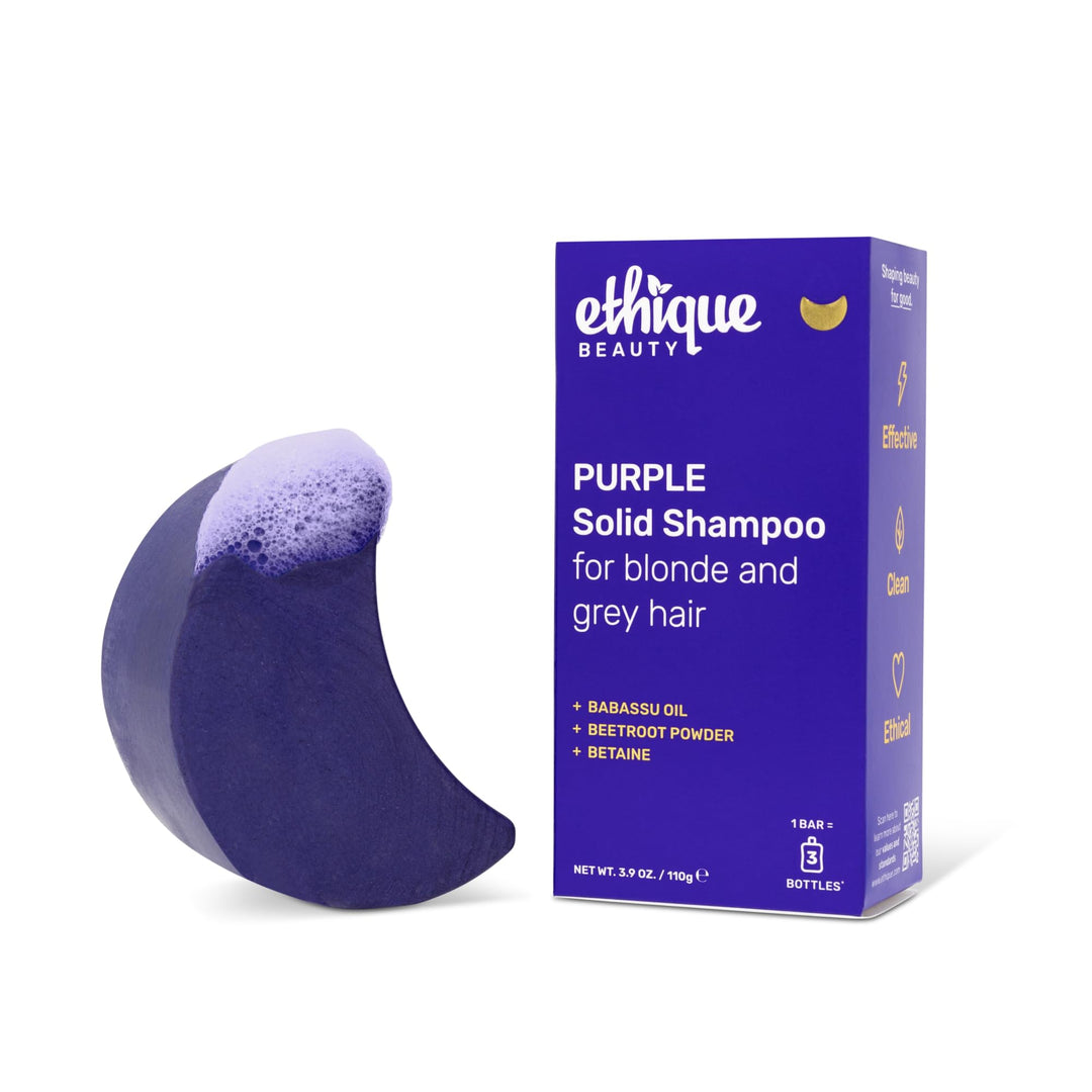 Ethique Purple Shampoo Bar for toning brassy hair - Plastic-Free, Cruelty-Free, Vegan, 3.88 oz - Formerly Tone It Down