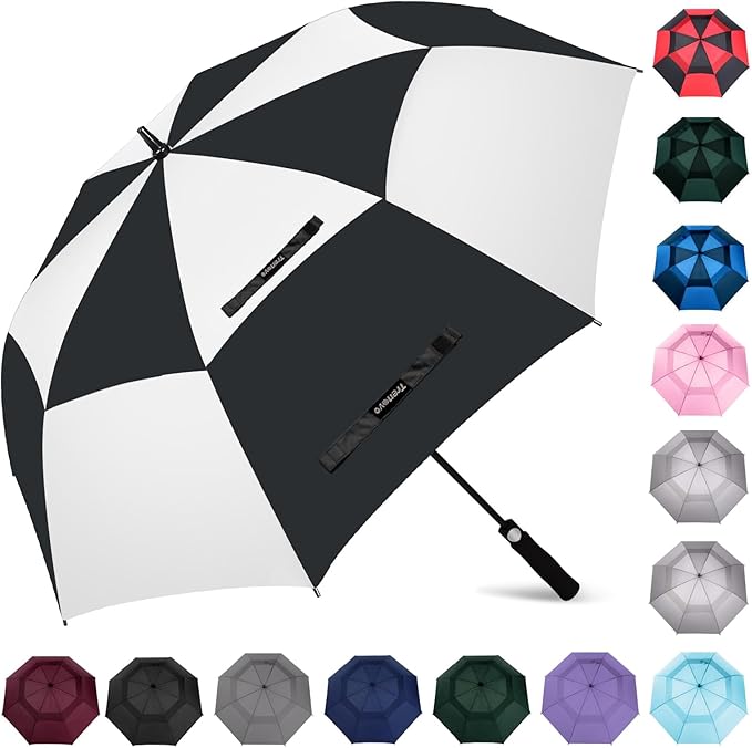 Auto Open Golf Umbrellas 62/68/72 Inch Extra Large Oversize for Business & Home, Ventilated Double Canopy Windproof Waterproof Stick Umbrella for Rain & strong wind