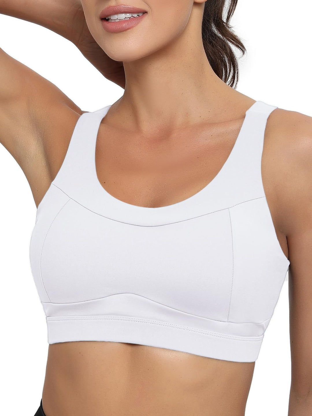 RUNNING GIRL High Impact Sports Bras for Women,Racerback Bra Workout Crop Tops for Women(WX2667 White,M)