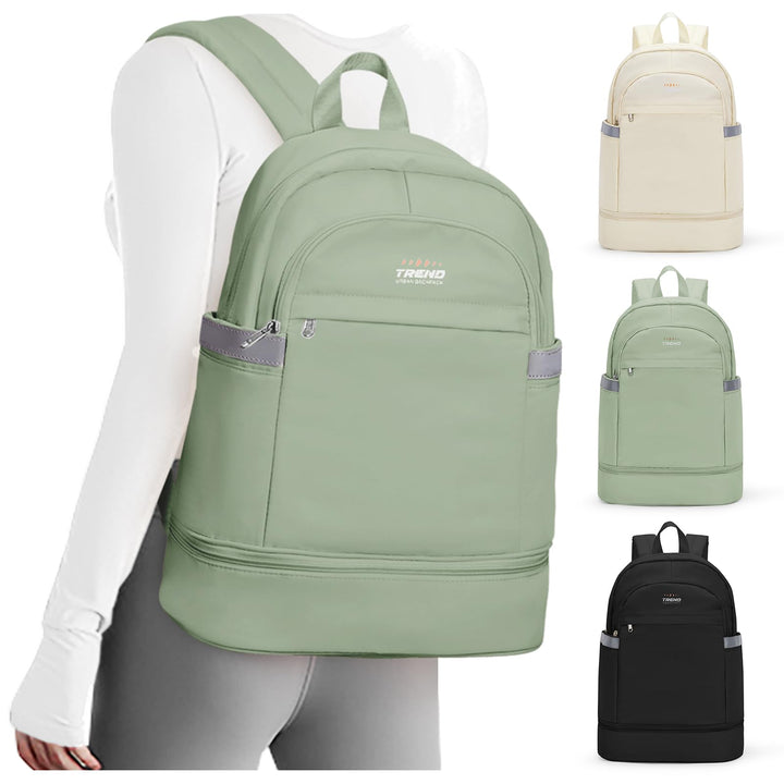 coofay Gym Backpack For Women Men Gym Bag With Shoe Compartment Waterproof Sports Backpack Dance Travel Backpack Green