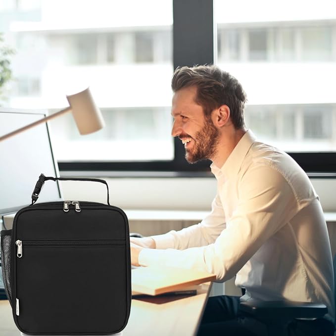 Lunch Box for Kids Boys Girls Men Women, Insulated Small Soft Cooler Lunch Bag Kit for School Work Picnic Travel - Reusable Portable lunchbox, Black