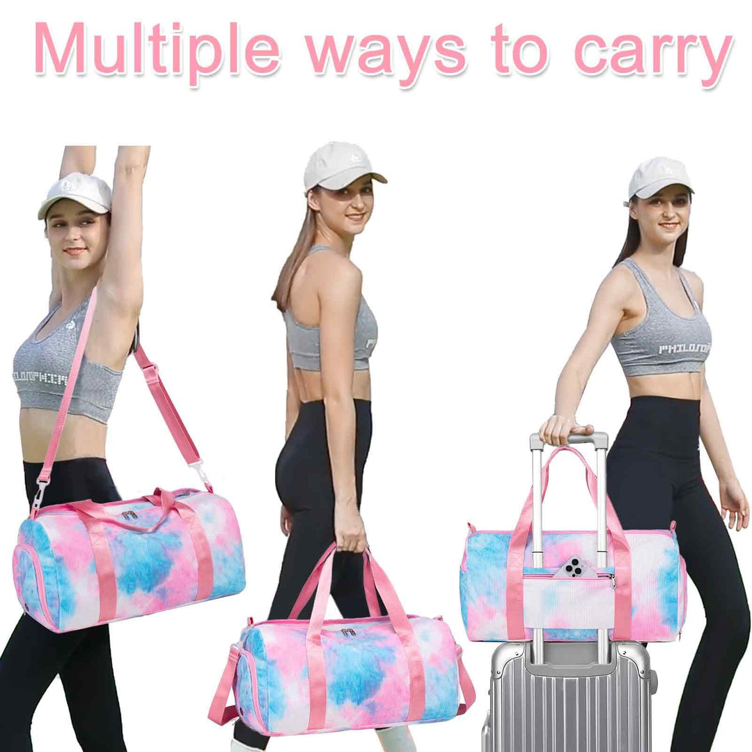 BLUBOON Duffle Bag Girls Kids Cute Gym Bag with Shoes Compartment & Wet Separation Waterproof Sports Overnight Travel Bag