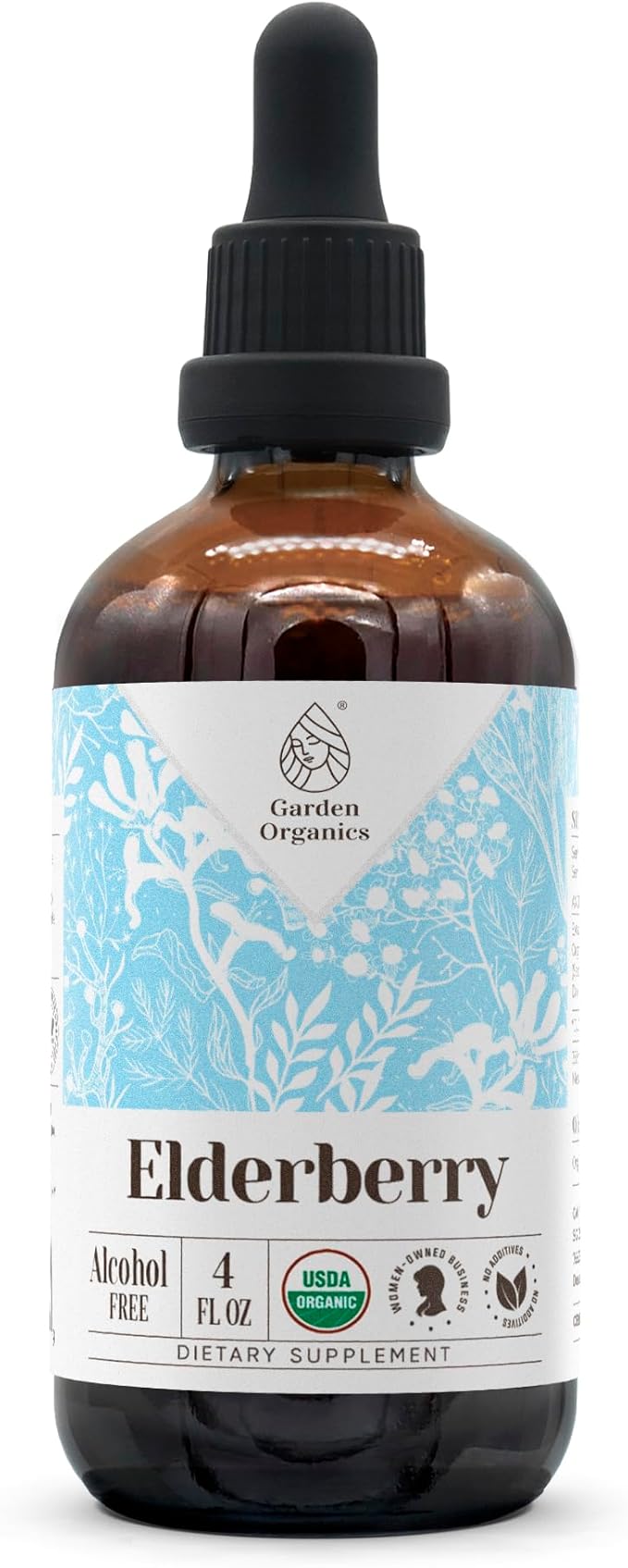 Elderberry USDA Organic Alcohol-Free Extract | Dietary Supplement, High-Potency Tincture | Natural Certified Organic Elderberry (Sambucus Nigra) Dried Berry (4 oz)