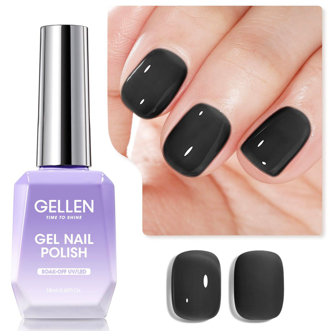 Gellen Black Gel Nail Polish 18Ml 1Pc Sheer Classic Black Gel Polish Soak Off Uv Light Translucent Nail Polish Salon Diy Nail Ar