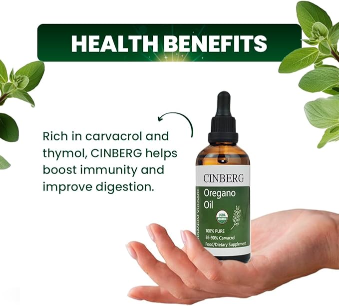 Premium 100% Pure Organic Oregano Oil (Origanum Vulgare) - Certified, Wild-Sourced, Therapeutic Grade Food Oil for Immune Support - Antibacterial & Antifungal - Rich in Antioxidants