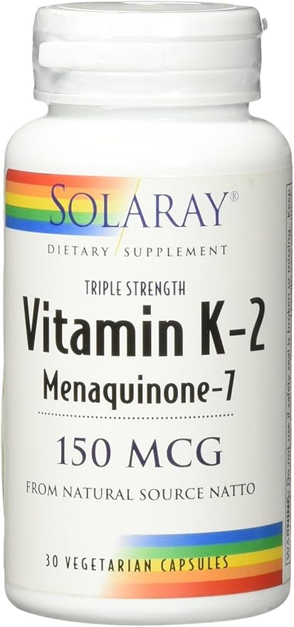 SOLARAY Triple Strength Vitamin K-2 as MK-7, 150 mcg | Heart & Bone Health, Vascular Function Support | 30ct