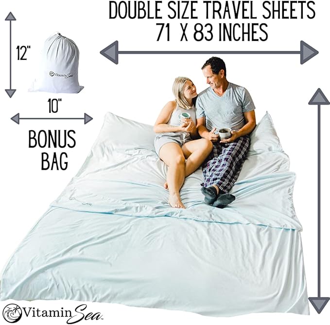 Cotton Sleeping Bag Liner Ultralight | Camping Sheets Lightweight | Travel Sheet | Sleep Sack Adult | Travel Sheet Liners for Hotel | Double