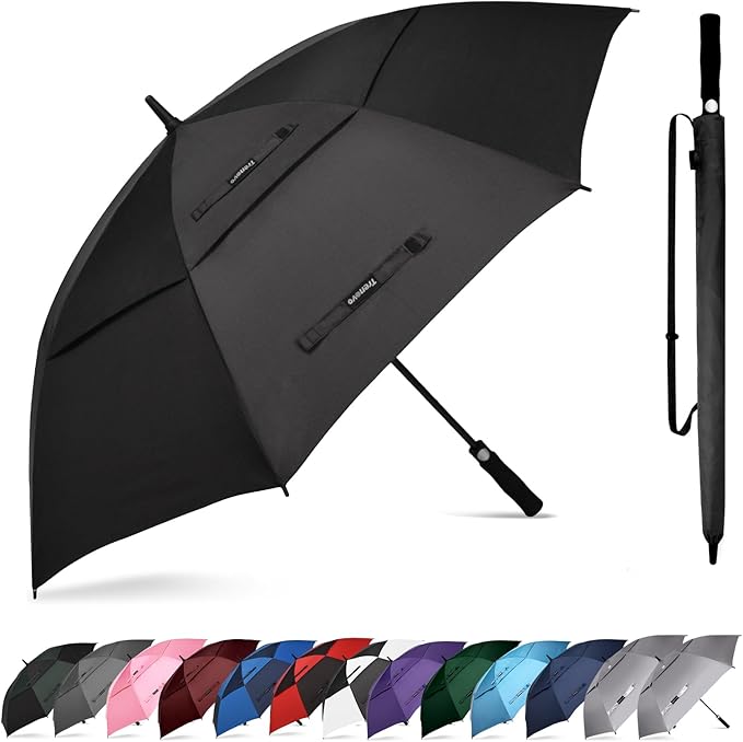 Auto Open Golf Umbrellas 62/68/72 Inch Extra Large Oversize for Business & Home, Ventilated Double Canopy Windproof Waterproof Stick Umbrella for Rain & strong wind