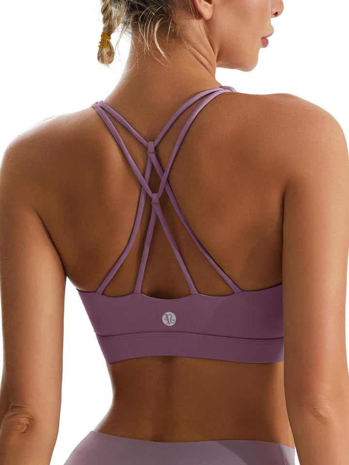 Sports Bras for Women,Padded Purple Sports Bra Tank Top Sexy Crisscross Back High Impact Longline Workout Yoga Bra(WX2934Purple,S)