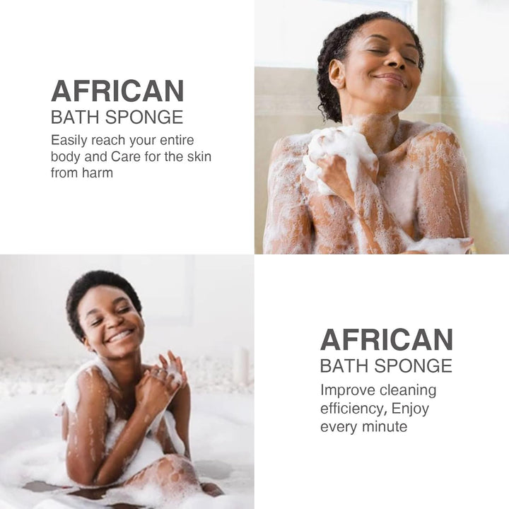 3-Piece African Net Bath Sponge Set | Exfoliating Body Scrubber | Blue