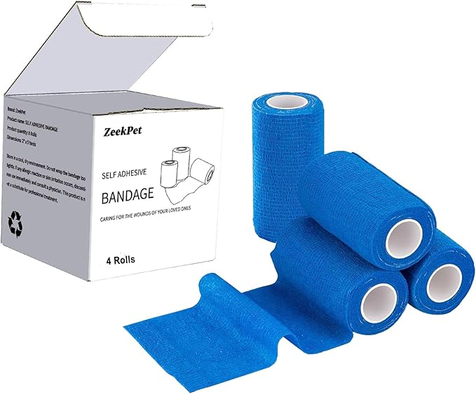 Cohesive Bandage Vet Wrap for Horses 4 inch,Self Adhesive Elastic Bandage Wrap 4" x 5 Yards - Medical Cohesive Bandage Wrap for Wound Care, Paw Care, First Aid, Bitter Vet Wrap for Dogs No Chew (Blue)
