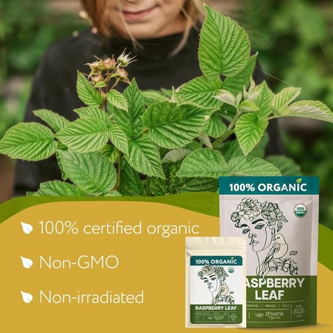 Red Raspberry Leaf Tea Organic – Loose Raspberry Leaves for PMS Symptom Relief, Healthy Women's Cycle, and Reproductive Health – 2 Ounces