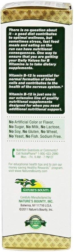 Nature's Bounty B-12 5000 mcg Sublingual Liquid Energy Health 2 oz (Pack of 9)