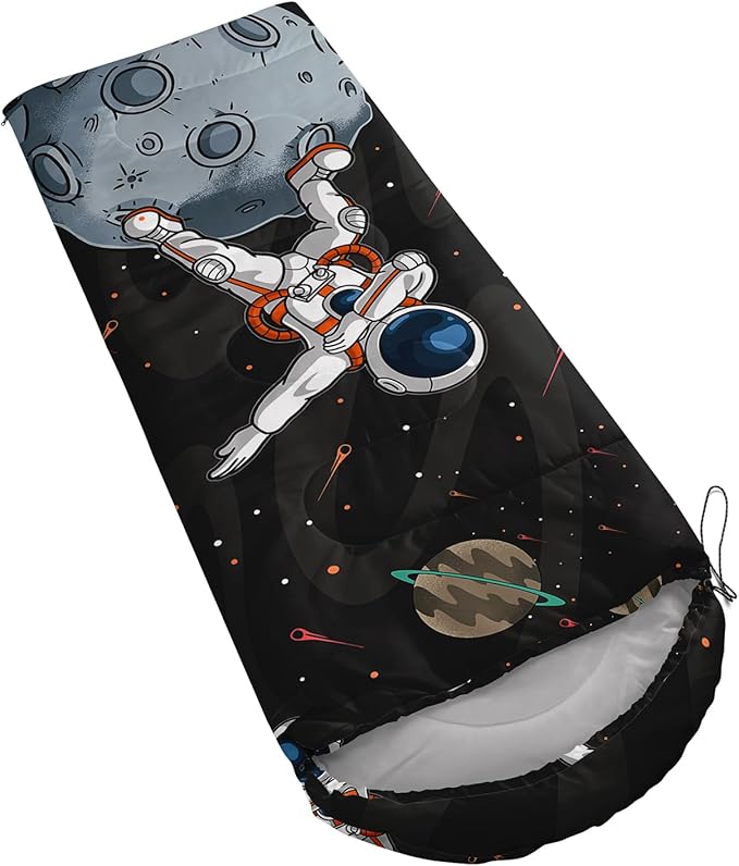 AILONEN Boys Sports Camping Sleeping Bags,Lightweight & Waterproof,3 Season Warm & Cool Weather,Black Player Basketball Sleeping Bags for Kids Adults,Travelling,Outdoors