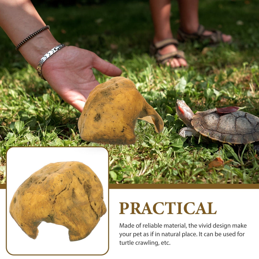 PAMINGONO Small Reptile Hide Decor Resin Basking Rock for Turtle Tank 1Pack