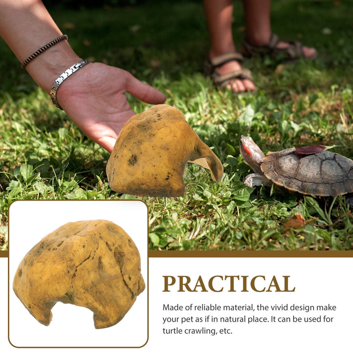 PAMINGONO Small Reptile Hide Decor Resin Basking Rock for Turtle Tank 1Pack