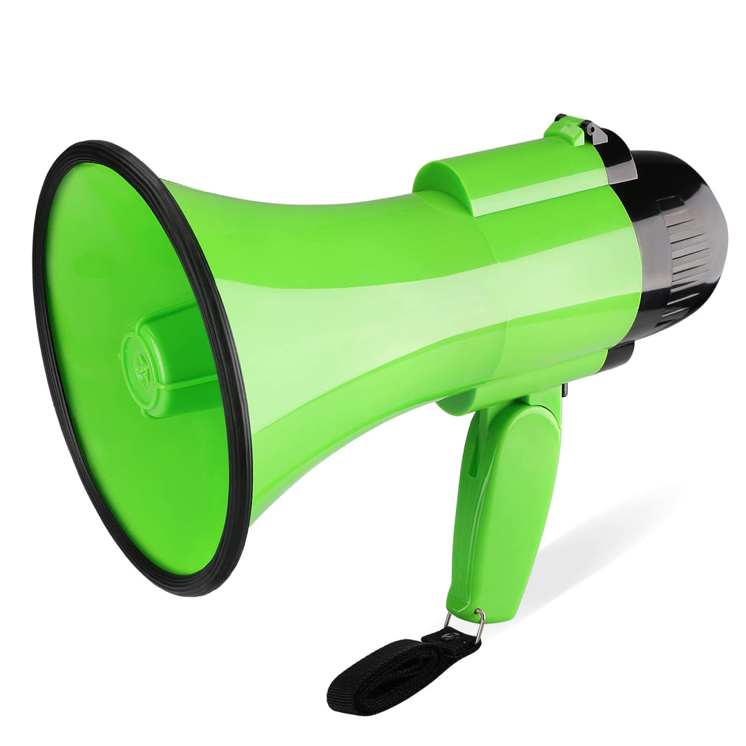 MGROLX Portable Megaphone Bullhorn-Loud Speaker with Siren/Alarm-Music Mode-30 Watt Power & 800 Yard Range-Volume Control-Powerful and Lightweight-for Cheerleading, Coach, Football, Baseball-Green