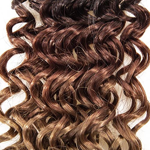 GoGo Curl Crochet Hair for Women Water Wave Curly Crochet Hair Wavy Human Hair Deep Wave Beach Curl Crochet Synthetic Hair Extensions (12 inch(Pack of 6), 1B/30/27)