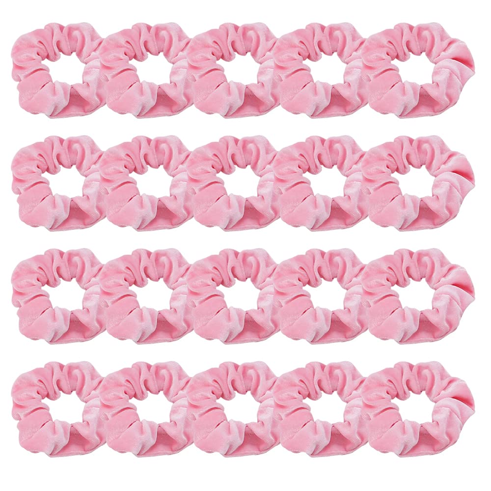 20 Pcs Pink Scrunchies, Didder Velvet Scrunchies, Scrunchies For Hair Velvet Hair Scrunchies, Soft Elastics Bobbles Ropes Scrunc