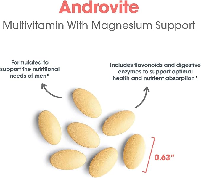Optimox Androvite for Men - Magnesium Supplement for Men 500mg, Multimineral Supplement, Multivitamin Supplement, Vitamin C, Vitamin D3, Calcium-Free - 180 Count
