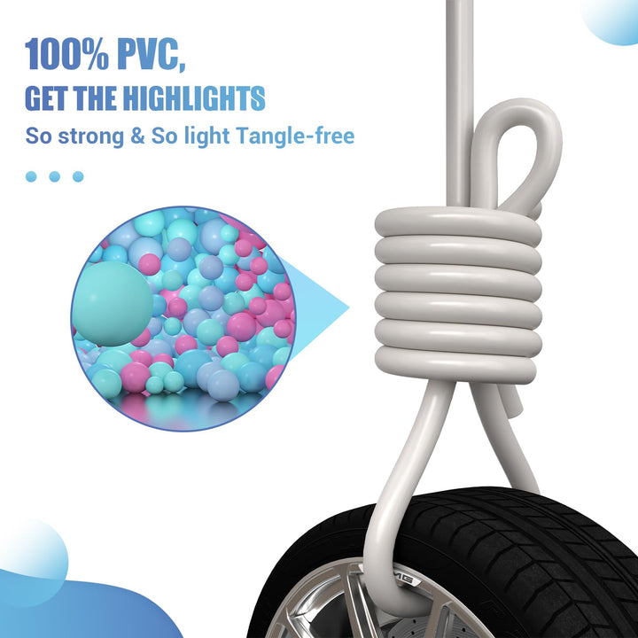 Jump Rope for Fitness, Lightweight PVC Skipping Rope for Men Women Adults Exercise with ABS Handles & Training Poster, Adjustable Tangle-Free Workout Speed Jump Rope for Home(Snow white with Ball)