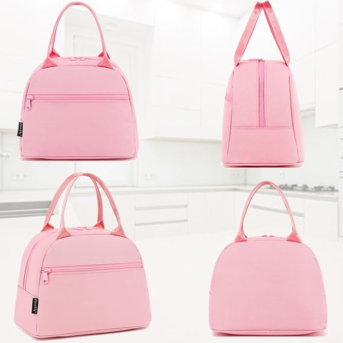 FlowFly Lunch Bag Tote Bag Lunch Organizer Lunch Holder Insulated Lunch Cooler Bag for Women/Men,Pink, LB002-PK07